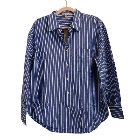 NWT J. Crew Relaxed Cotton Poplin Pajama "Shirt Only" In Stripe S - Picture 2 of 8